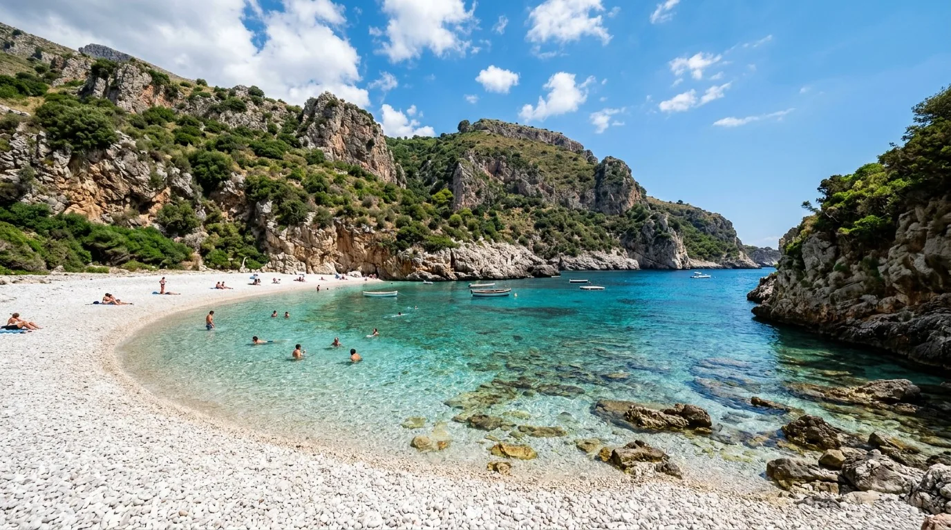 Crystal-clear water at Cala dell'Uzzo in the Zingaro reserve