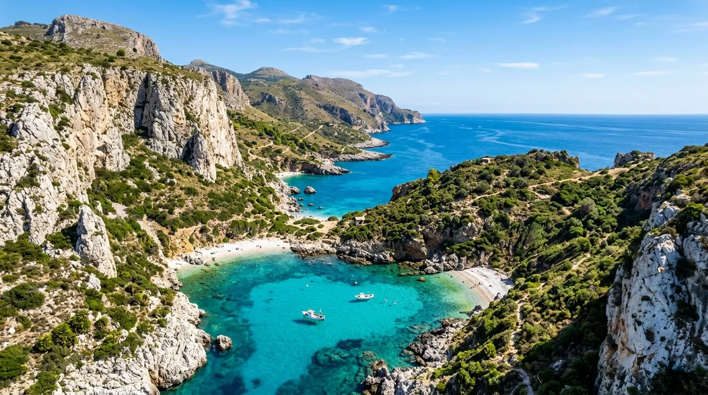 Turquoise cove of the Zingaro Nature Reserve from the sea