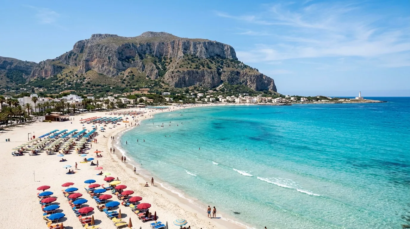 San Vito Lo Capo beach with Monte Monaco behind